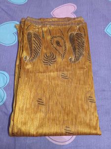 Golden Saree with Paisley Print
