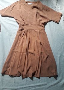 Camel Flowy Midi Dress
