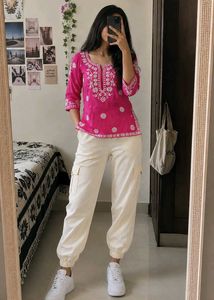 Vibrant Pink Cotton Kurta