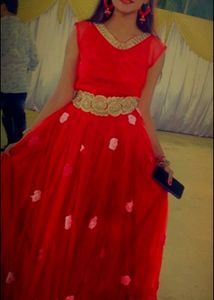Red Floral Embellished Gown