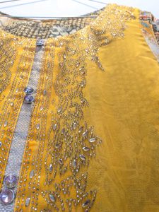 2 in 1 Elegant Yellow Kurta Dress with Intricate P