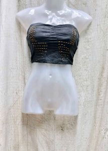 I. Stylish Black Tube Top with Gold Embroidery