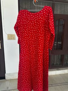 Red Bandhani Print Kurta length 44 inches