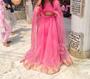 long anarkali suit with dhuptta