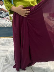 Burgundy Embellished Anarkali Dress