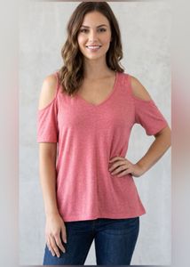 Pink Cold Shoulder Tunic Top