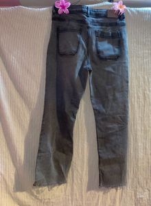 Grey Denim Cargo Pants
