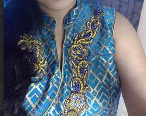 Stunning Blue Embroidered Blouse