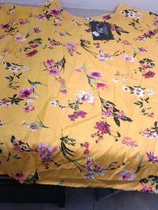 Yellow Floral Tunic Top with long bell sleeves