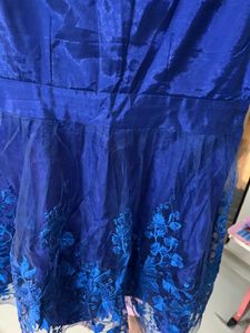 Elegant Blue Embroidered Dress