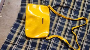 Bright Yellow Croc Embossed Crossbody Bag