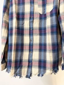 Espirit Frayed Hem Checked Blue Shirt Size S