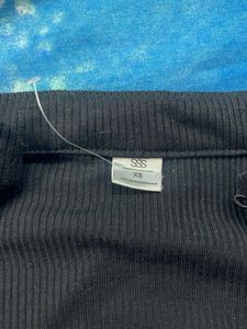 Ribbed Black Long Sleeve Cutout Top
