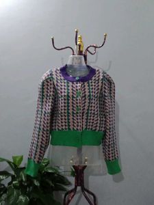 Houndstooth Knit Cardigan
