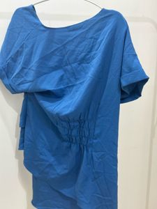 NUSH Blue Wrap Top