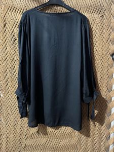 Chic Black V-Neck Top with Tie Sleeves
