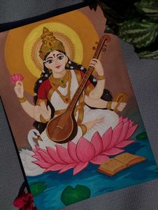 🪷 Goddess Saraswati – Hand-Painted Artwork
