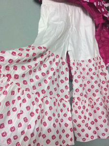 Pink &amp; White Tiered Kurta Set
