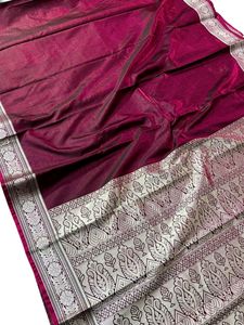 Banarasi Satin Silk Plane Saree For Women
