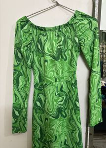 Green Swirl Print Dress