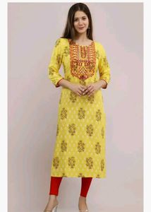 Yellow Embroidered Kurta