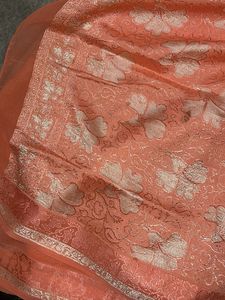 Elegant Peach Floral Saree