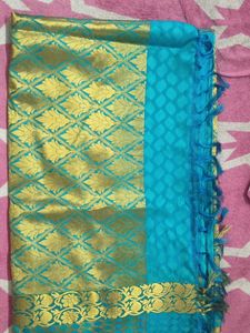 Turquoise & Gold Kanjeevaram Saree