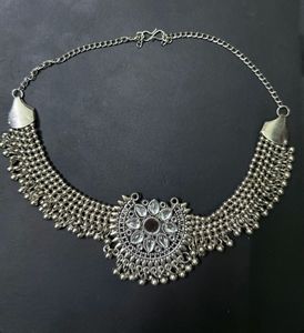 Bohemian Oxidised Silver Necklace