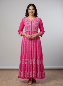 Stunning Magenta Chikankari Kurta