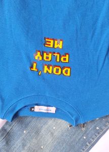 Blue "Don't Play Me" Graphic Baby tee