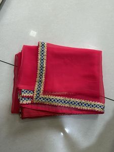 Vibrant Pink Dupatta with Embellished Border