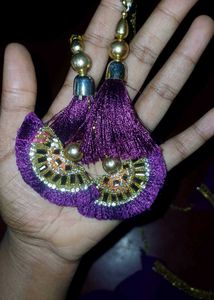 Stunning Purple Anarkali Gown with Tassels