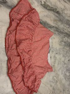 y2k Red Gingham Ruffle micro Mini Skirt