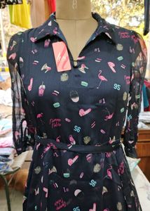 Cute Flamingo Print A-Line Dress