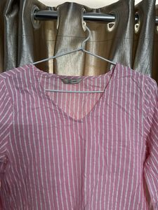 Pink Striped V-Neck Top