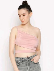 Pink One Shoulder Crop Top