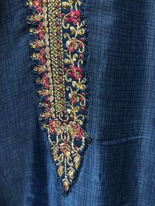 Embroidered Blue Kurta Set (pant and shall)