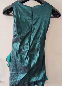 Chic Teal Embellished Drape Dress