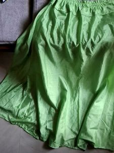 Vibrant Green silk Flowy Ethnic Skirt.