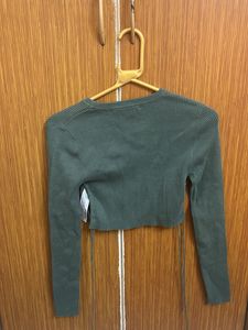 Green Ribbed Cropped Top
