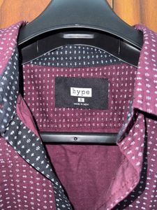 Men's Burgundy Printed Full Sleeve Shirt