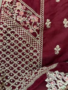 luxury Maroon pakistani suit with beautiful heavy