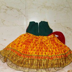 Vibrant Yellow &amp; Red Embroidered Lehenga Choli