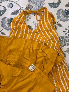 Yellow Kurta Set with White Detailing small size