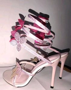 Rhinestone floral one-strap fairy sandals