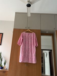 Melange Pink &amp; White Cotton Kurta with pockets