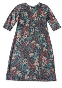 New Floral Print 3/4 Sleeve Bodycon Dress