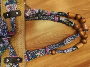 Boho Floral Straw Shoulder Bag