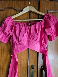 New Off-Shoulder Tie-Up Crop Top