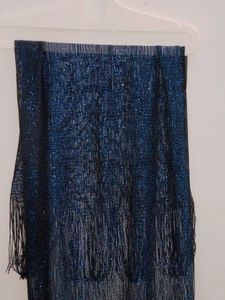 Sparkling Blue Fringe Scarf